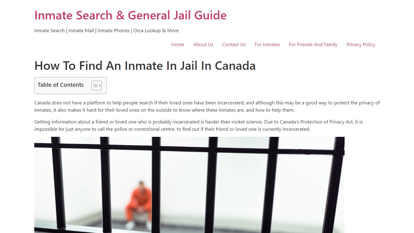 How To Find An Inmate In Jail In Canada - Inmate Search & General Jail ...